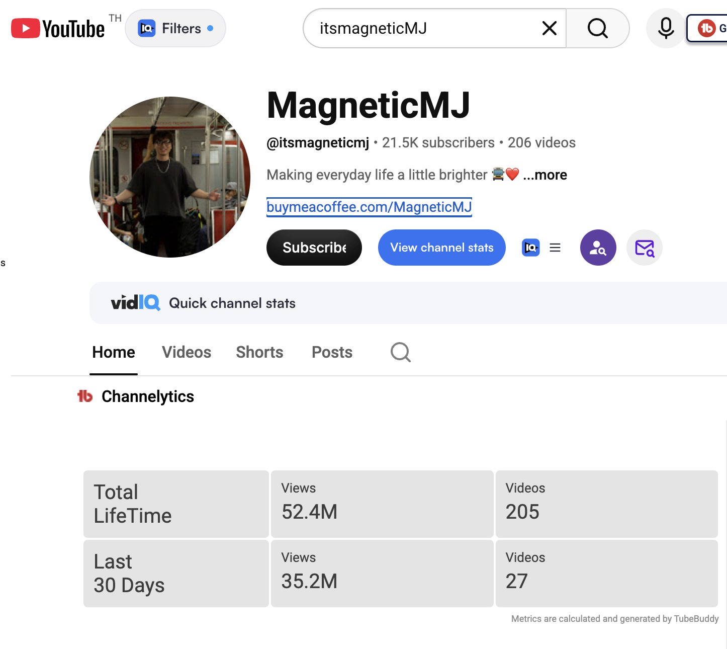 YouTube · MagneticMJ — 35.2M views (30 days)